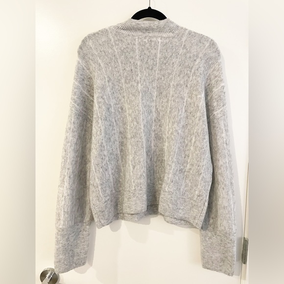 Amuse Society Gray Aline Knit Sweater in Light Grey with White Stripes Size M - Picture 5 of 10